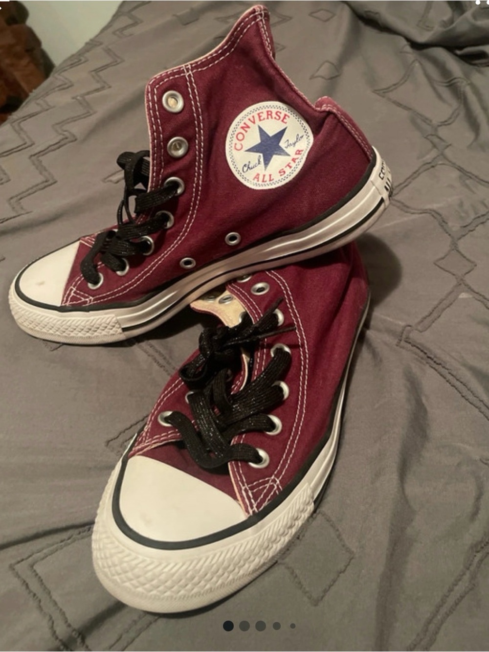 Converse Kids Burgundy High Top Sneakers with Black Laces